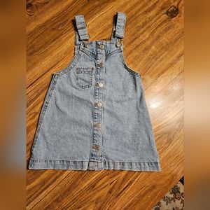 Zara kids size 6 button up light wash denim overall dress